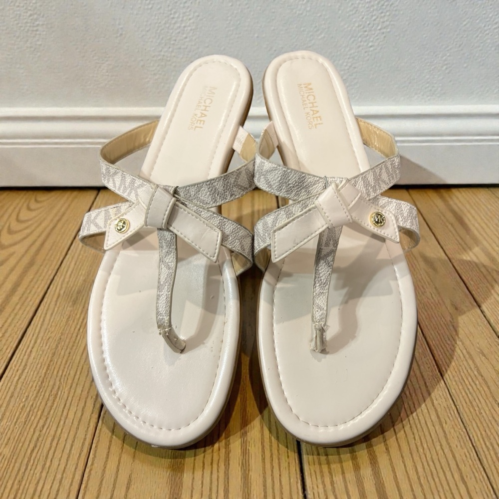 Michael Kors White and Silver Sandals
